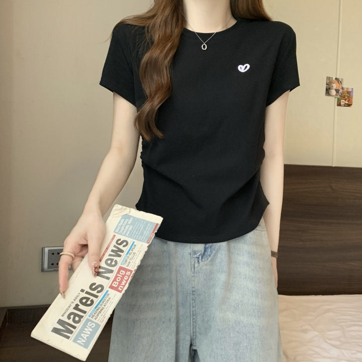 Femme Klassisk Kortærmet Bomulds T-shirt med Minimalistisk Logo Stilla