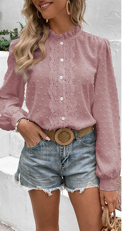 Damebluse med spidsedetalje Stilla
