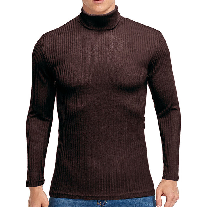 Herrer rullekravepullover i fint ribstrik Stilla