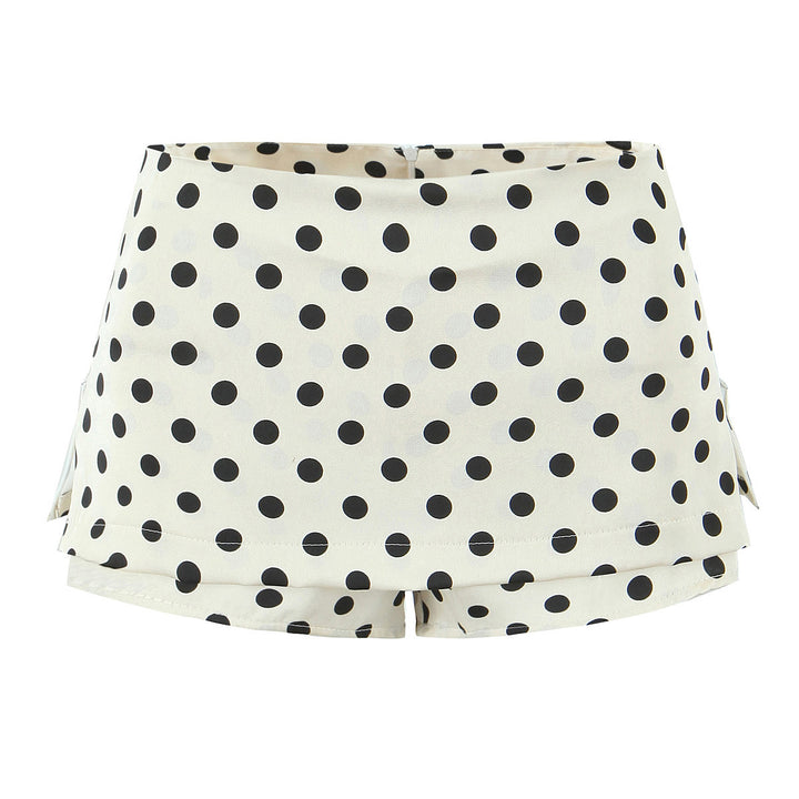 Dame shorts med moderne prikkedesign og elastisk bånd Stilla