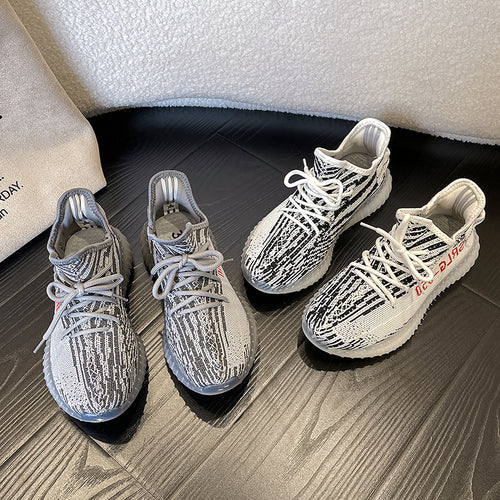 Dame Komfort-Sneakers med åndbar strikdesign og tyk sål Stilla