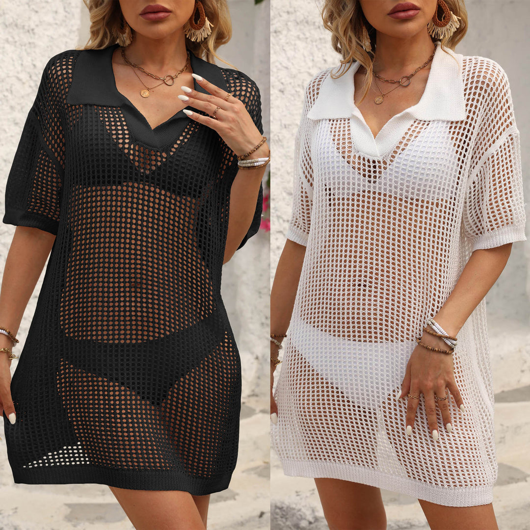 Femme Mesh Strik Strand Overgang Kjole Stilla