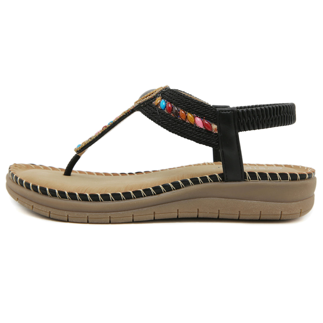 Dame flip-flops med farverige smykker og ergonomisk fodbund Stilla