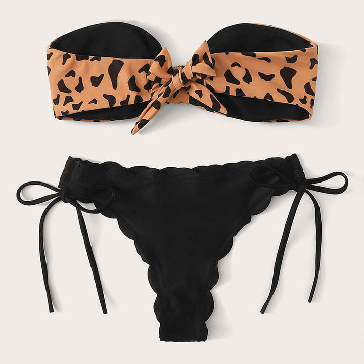 Dame bandeau bikini sæt med polstret top og justerbar trusse Skovae
