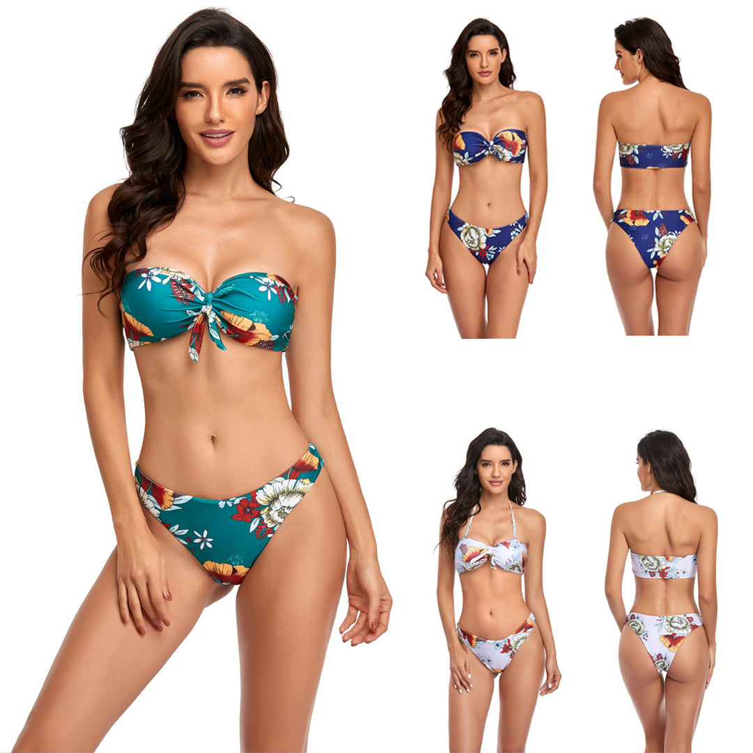 Dame bandeau-bikini med justerbar knyttet detalje Skovae