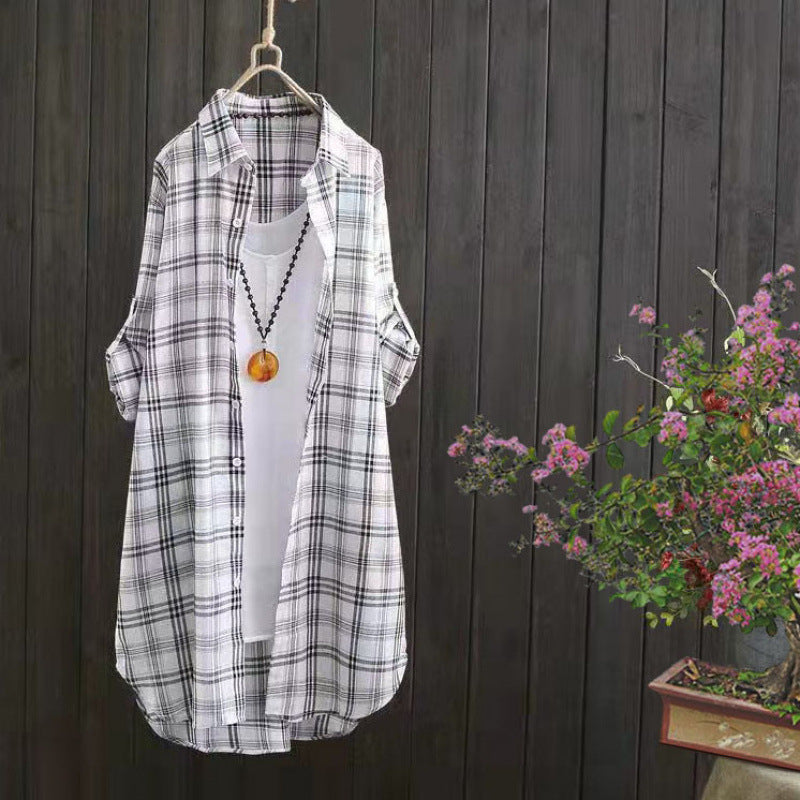 Damer letternettet ternet Button-Up-bluse Stilla