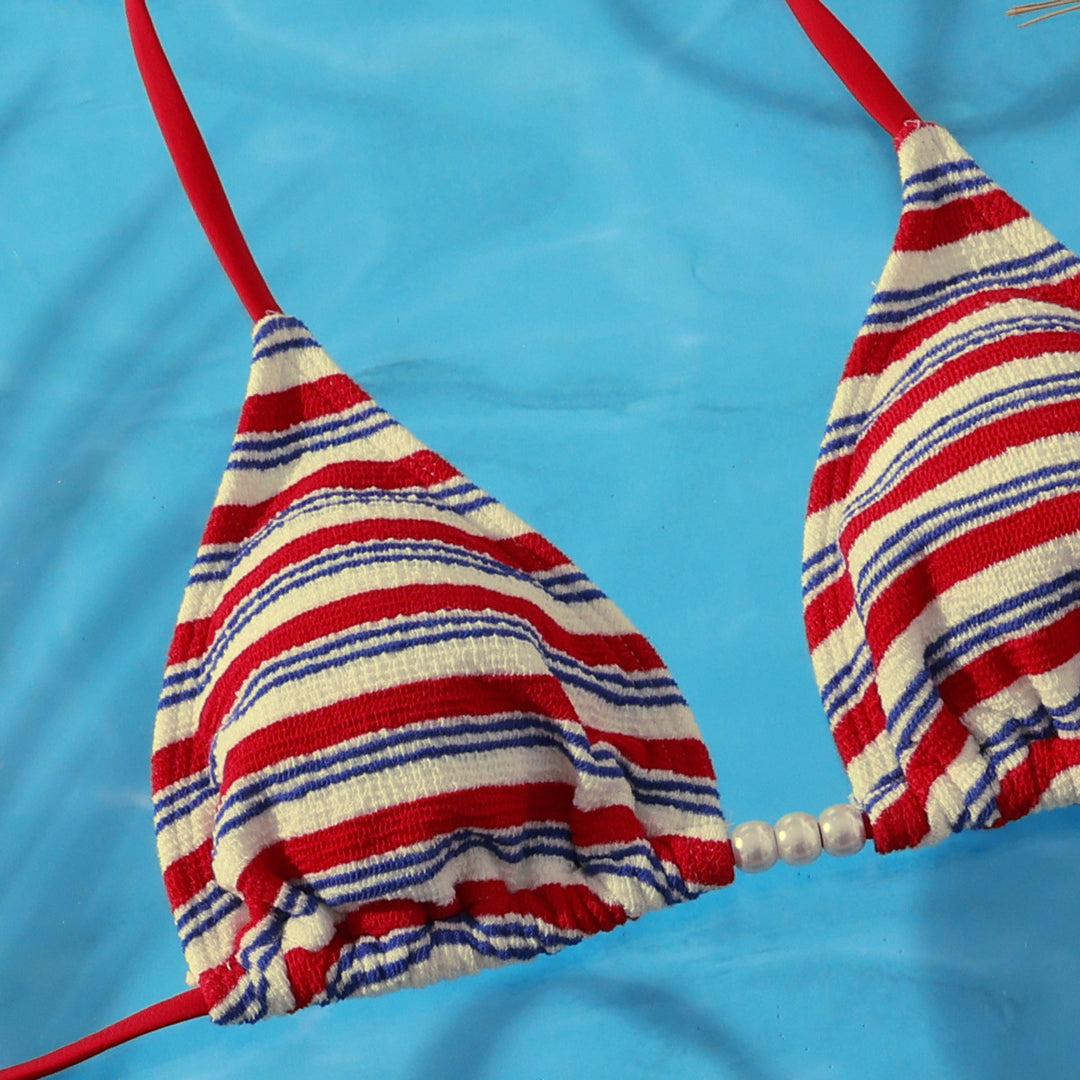 Dame Strand-Bikini-Sæt med charmerende stribemønster Skovae