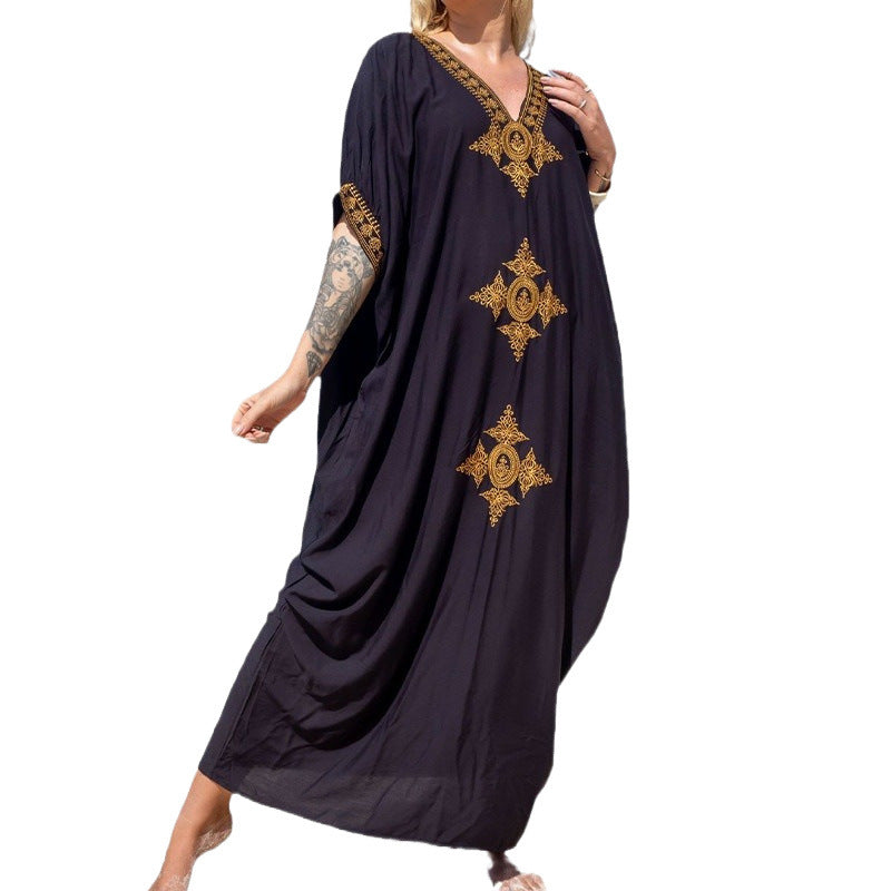 Dame elegant kaftan kjole med kunstneriske udsmykninger Stilla