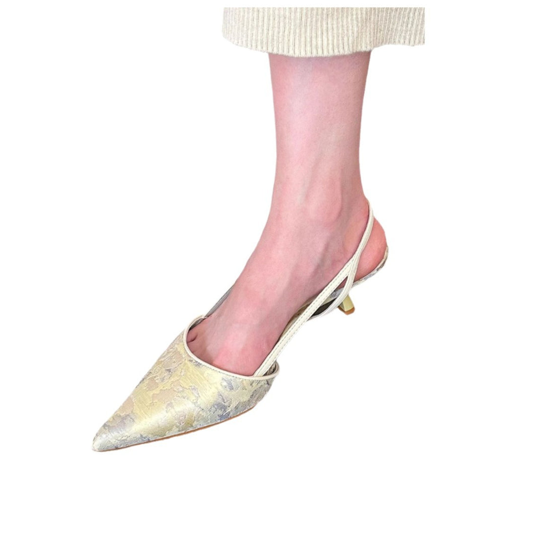 Dame Elegant Spids-tå Slingback-Pumps med smart detalje Stilla