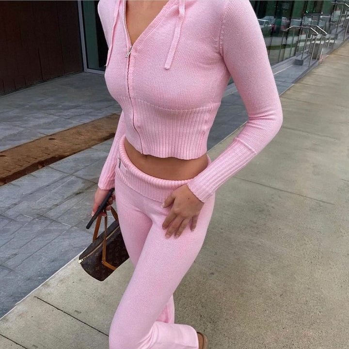 Dame Stilfuldt Strik Loungewear Sæt Stilla