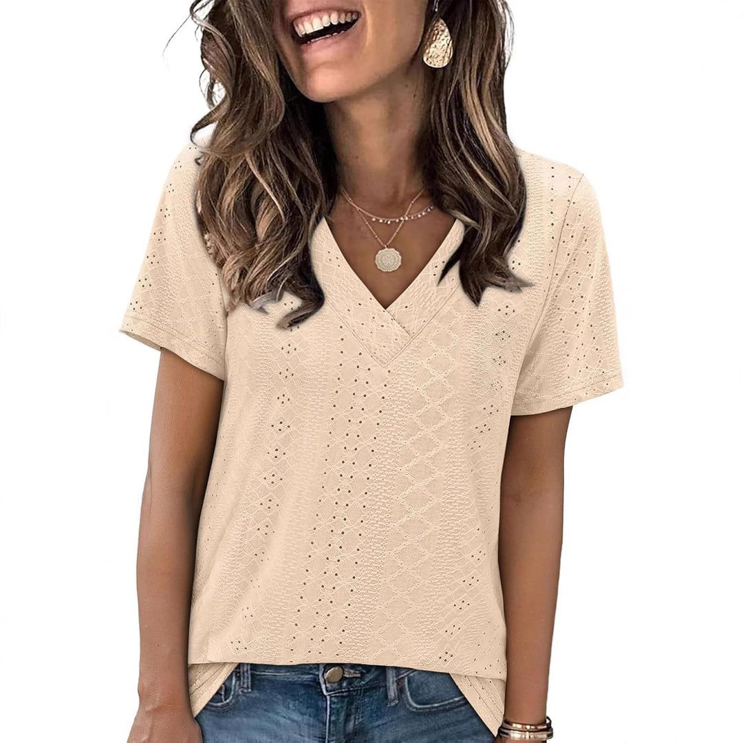 Dame V-hals Blonde-detalje Top Stilla