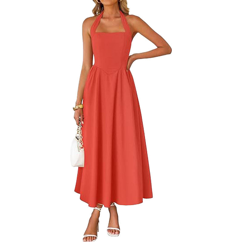 Damer maxi kjole med off-the-shoulder halterneck og flydende nederdel Stilla