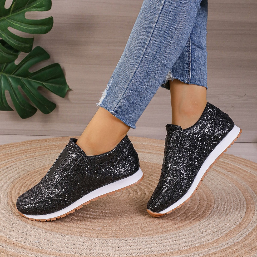 Dame Glitrende Slip-On Sneakers med komfortabel sål og åndbar struktur Stilla
