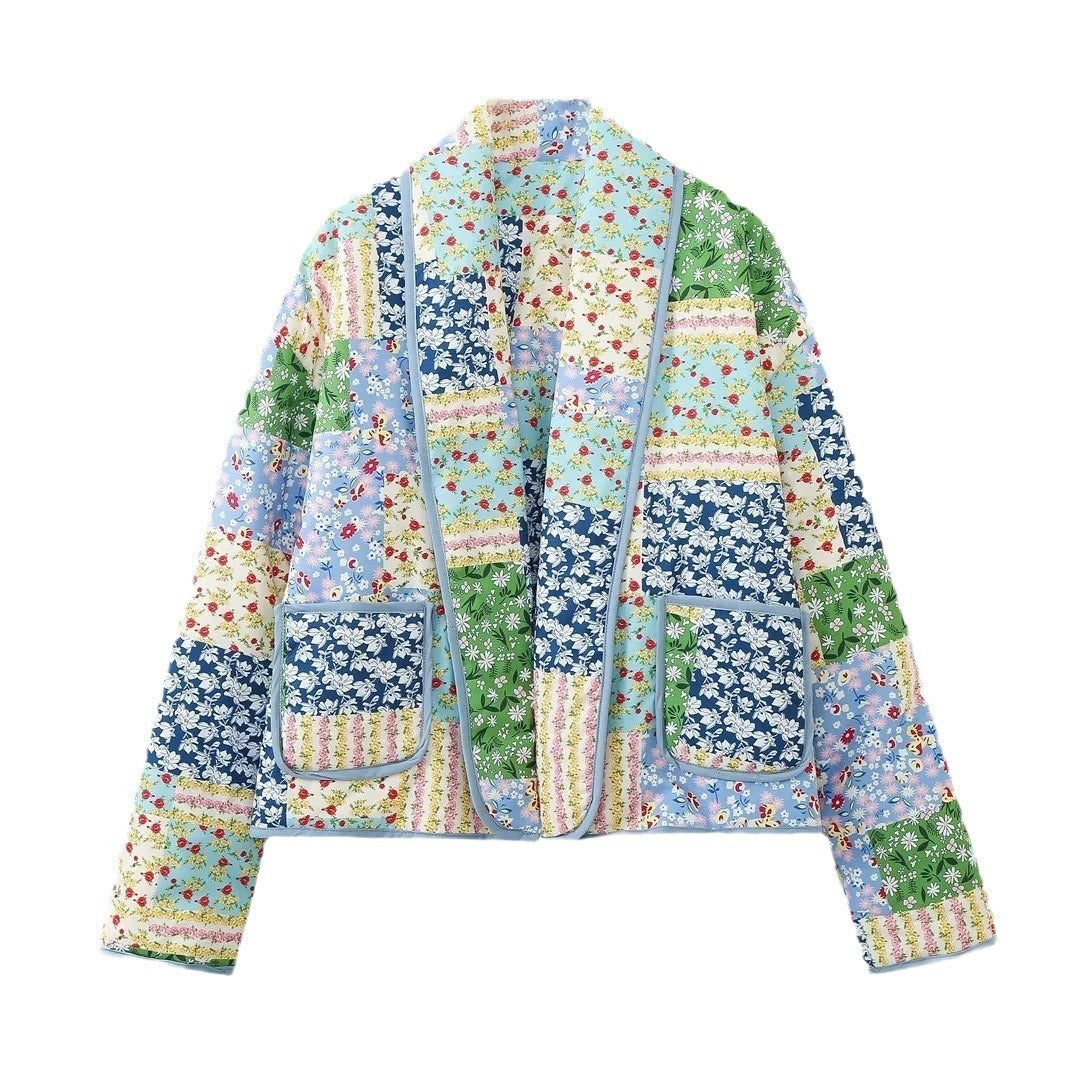 Kvinders patchwork kimonojakke i romantisk design med praktiske lommer Stilla
