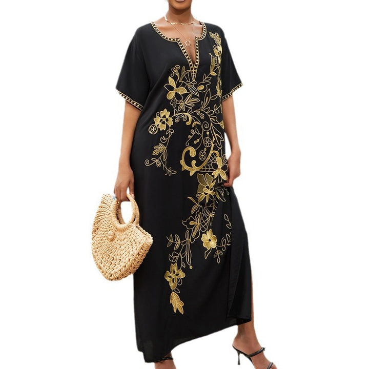 Dame Maxikjole med detaljeret floral broderet spids Stilla