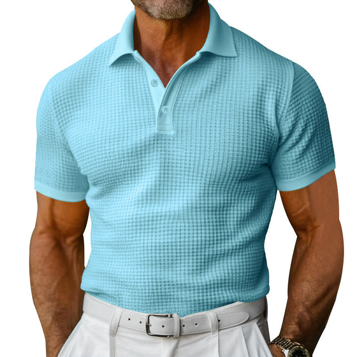 Herrer nan struktureret polo t-shirt med vaffelpiké og figursyet snit Skovae
