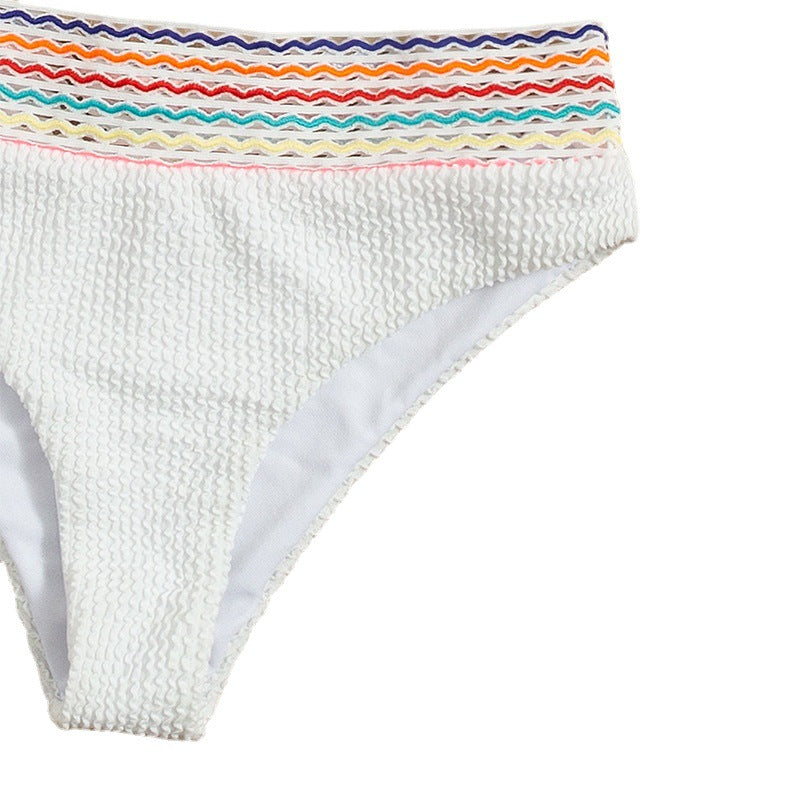Dame Bikinisæt med højt skåret trusse og farverigt bølgemønster Skovae