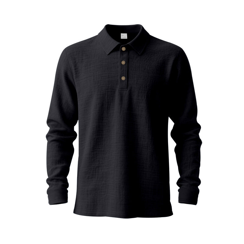 Herrer nan Musselin-langærmet polo t-shirt med skjortekrave, kort knaplukning og naturlig knaplook Skovae