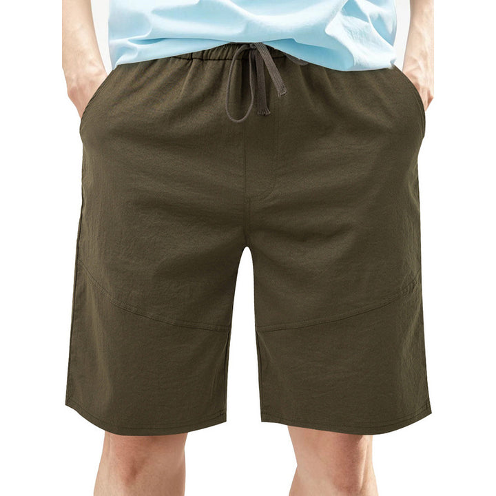 Herrer knælange linnedmix-shorts med elastisk snørelinning og sidelommer Skovae