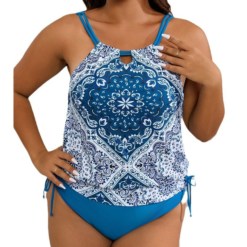 Dame Tankini med legende blomstret design og justerbare stropper Skovae