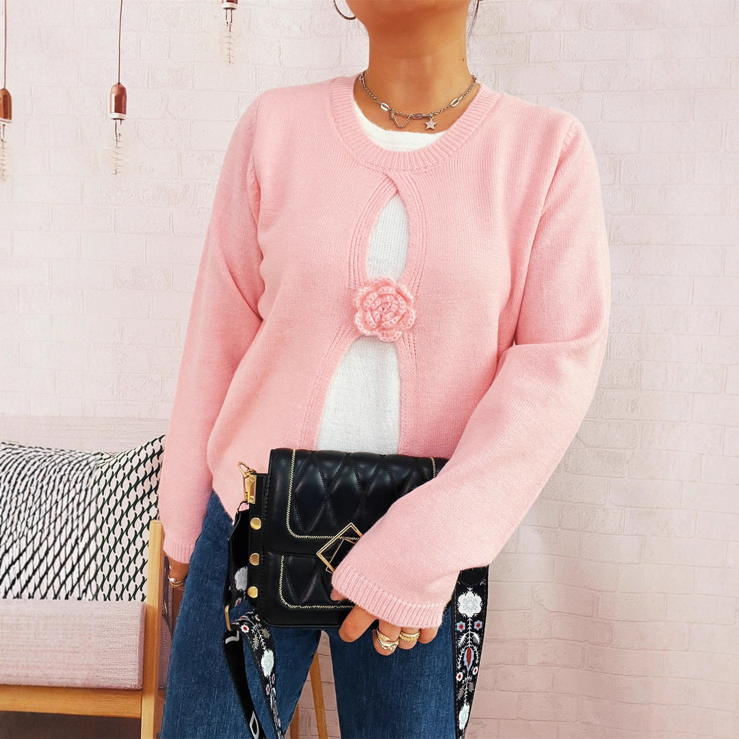 Kvinders cardigan med blomster vinduesdesign og luksuriøs knapdetalje Stilla