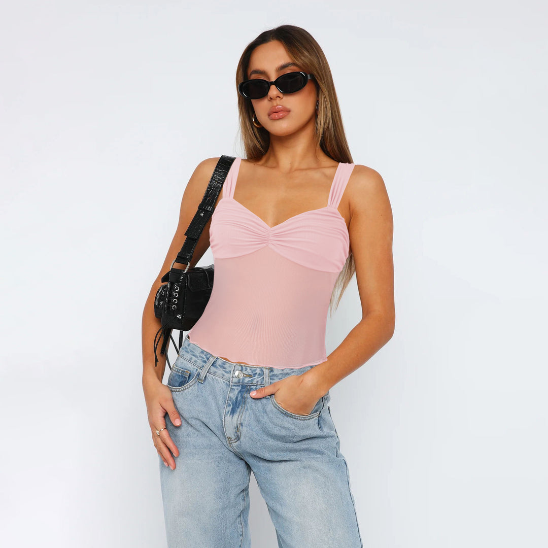 Dame figurtilpasset Bustier-body med rynkeeffekt og justerbare stropper Stilla
