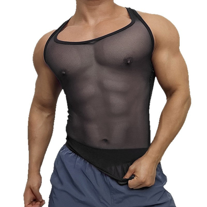 Unisex nan åndbart net-top med sporty rygparti og elastisk kant