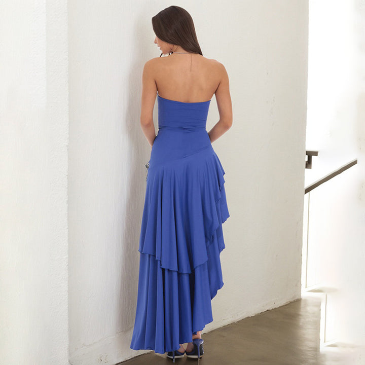 Dame Strapless High-Low Flæse Maxi Kjole Stilla