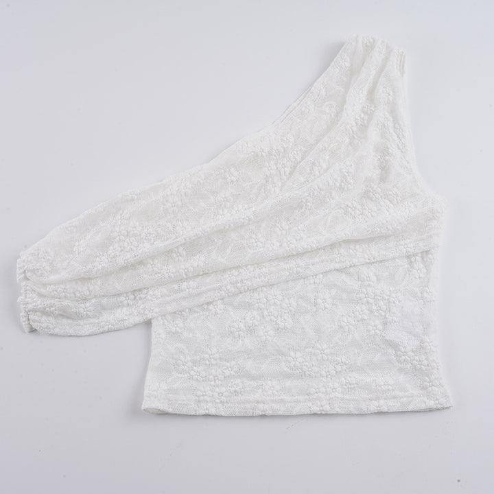 Damen asymmetrisches Spitzentop mit Rüschendetails Skovae