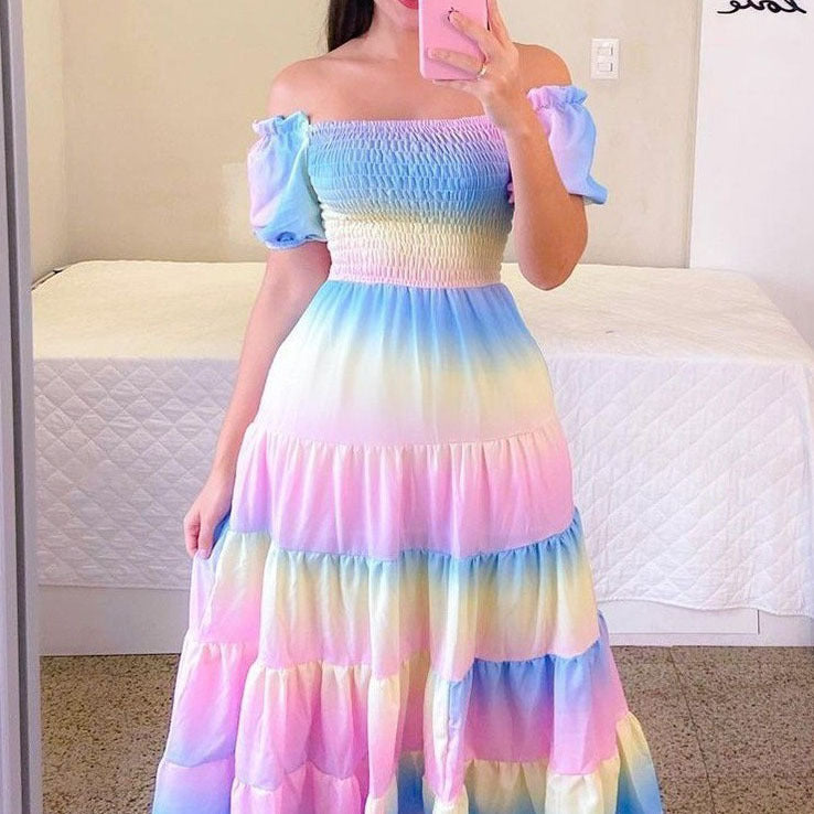 Dame sommerkjole med off-shoulder design Stilla
