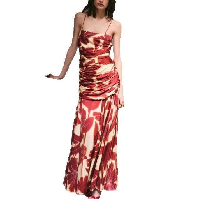 Femme Floral Print Ruffles Maxi Kjole Stilla