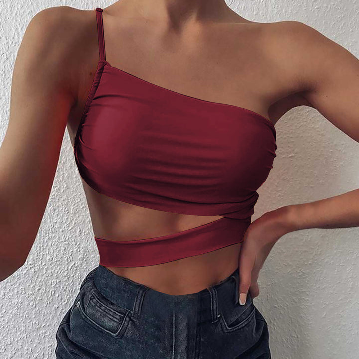 Dame Asymmetrisk Cutout Crop Top Stilla