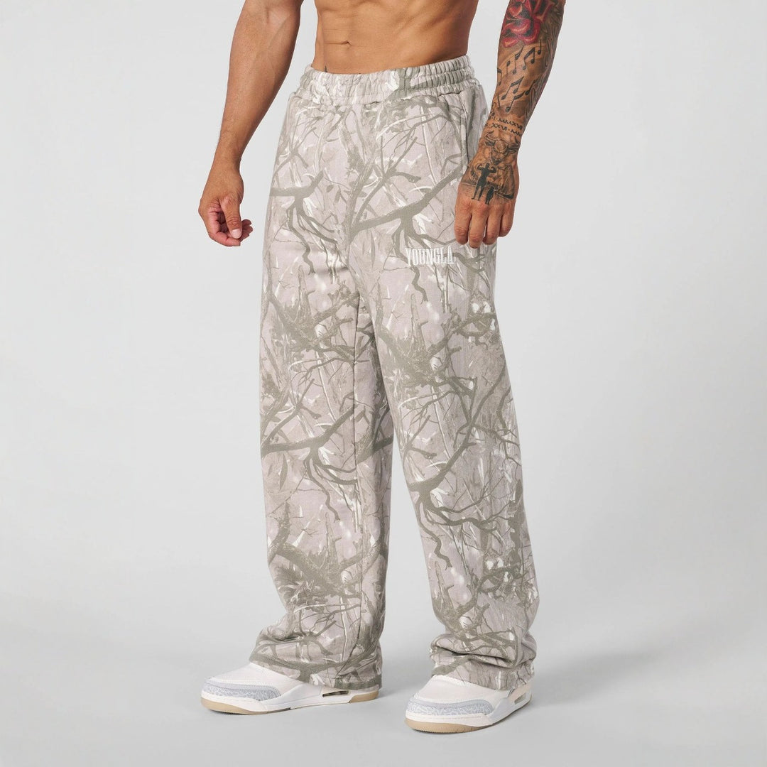 Herren nan bredde camouflagesweatpants med elastisk komfortbund og lår-logo Skovae