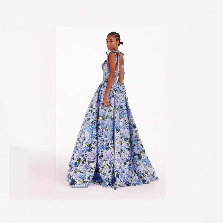 Kvinders elegante maxikjole med off-shoulder stropper og blomstermønster