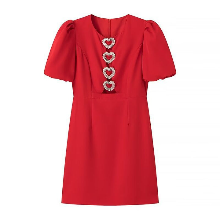Women Elegant Evening Dress with Puff Sleeves and Decorative Bows Stilla