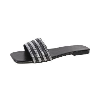 Dame Slip-On Sandaler med glitrende stribedesign Stilla