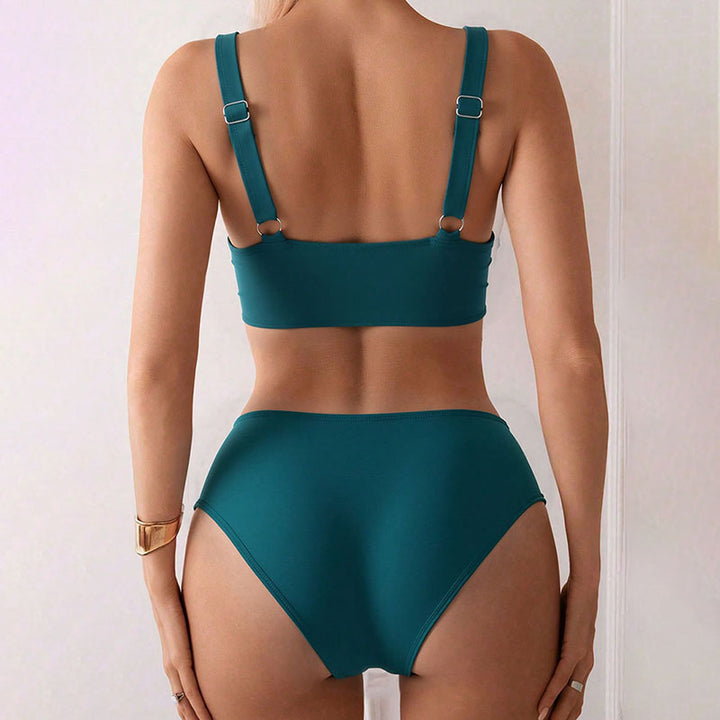 Dame højtaljeret bikini med smagfuld indpakningsdesign Skovae