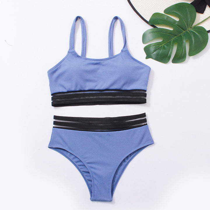 Dame sportbikini med elastiske kontraststriber Stilla