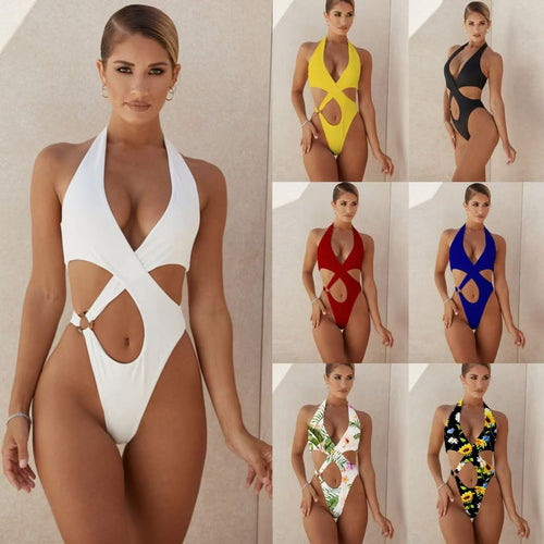 Dame sportiv one-piece badesuit med forførende snit Skovae