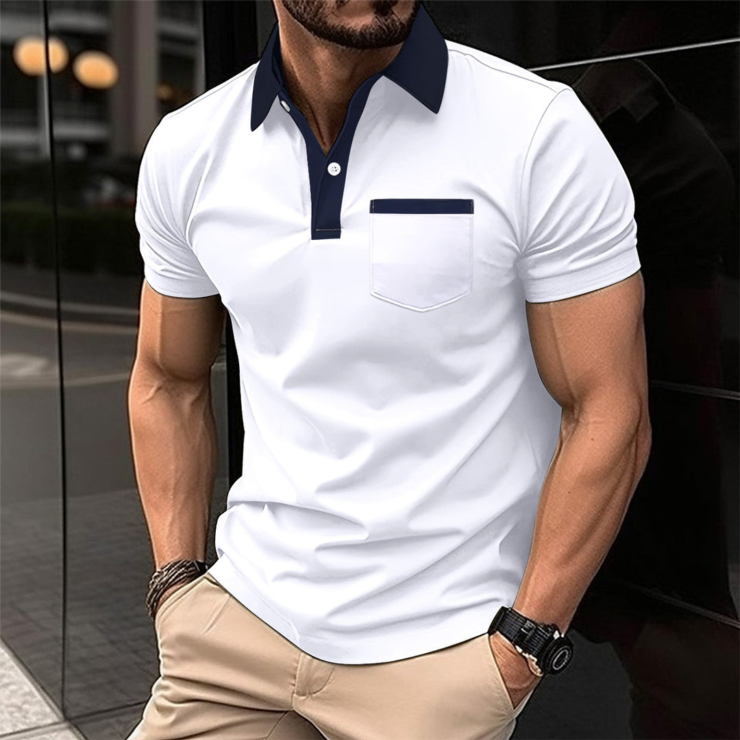Herrer Poloshirt med moderne kontrastkrave og praktisk brystlomme Stilla