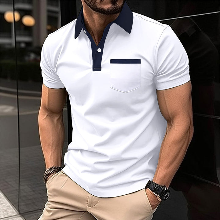 Herrer Poloshirt med moderne kontrastkrave og praktisk brystlomme Stilla