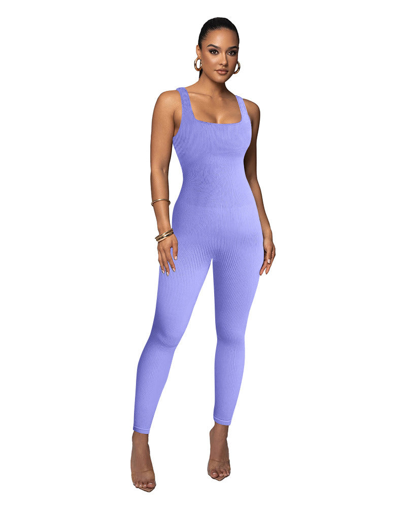 Dame figurtilpasset jumpsuit med ribstruktur Stilla