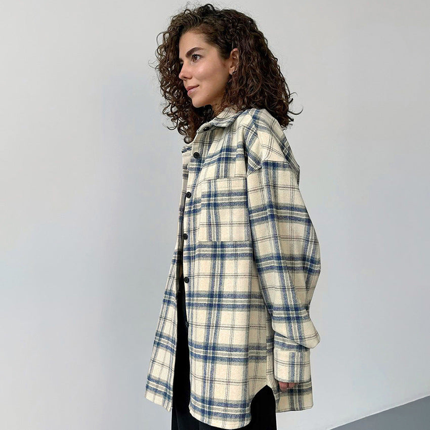 Dame Oversized Skovræmmede skjorte i høj kvalitet flannel Stilla