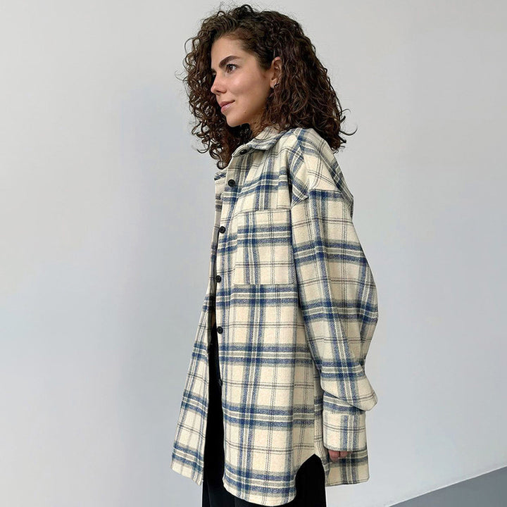 Dame Oversized Skovræmmede skjorte i høj kvalitet flannel Stilla