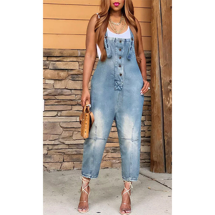 Dame Overall i denim med knapdetalje Stilla