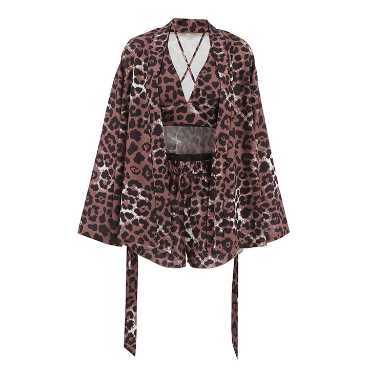 Dame Kimono-Nattøj med leopardmønster og løs pasform Stilla