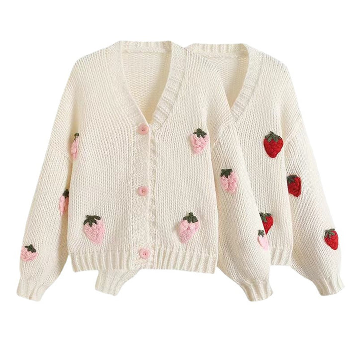 Femme Besticket Jordbær-Button-Up-Cardigan Stilla