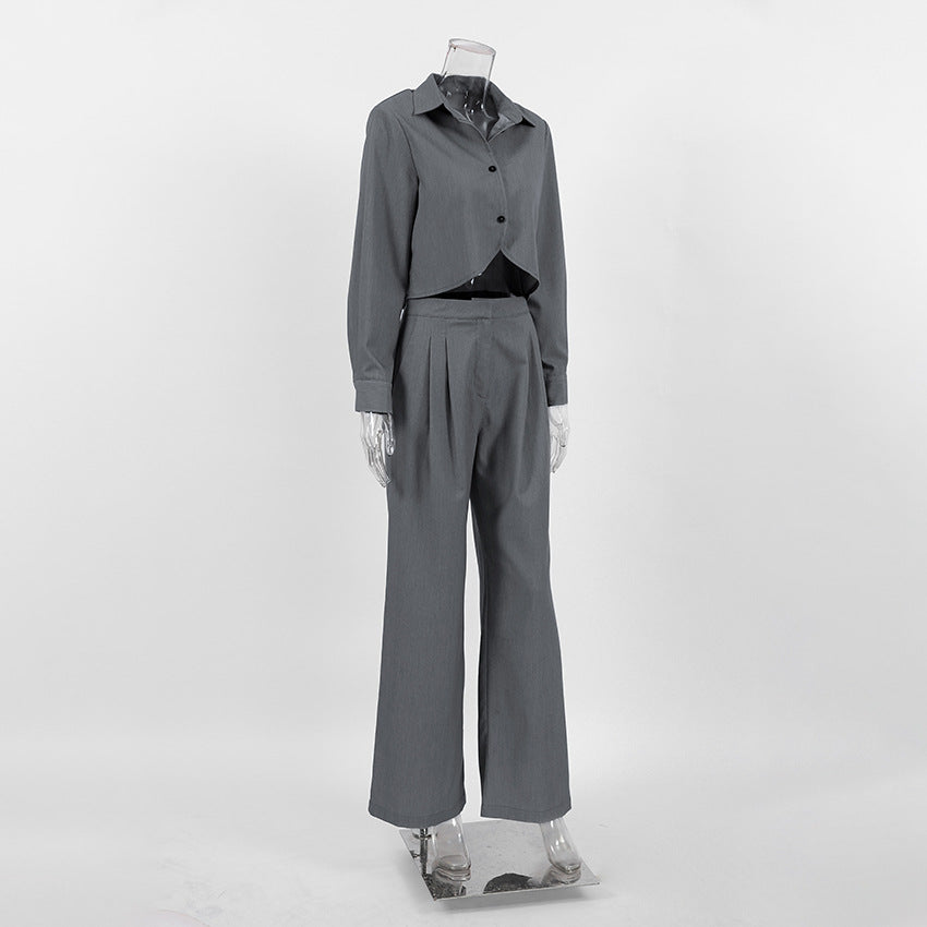 Dame afslappet sæt bestående af cropped bluse og vidt skårne palazzo-bukser Stilla