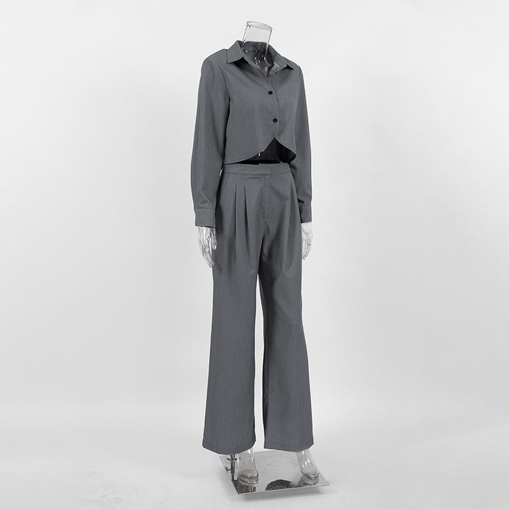 Dame afslappet sæt bestående af cropped bluse og vidt skårne palazzo-bukser Stilla