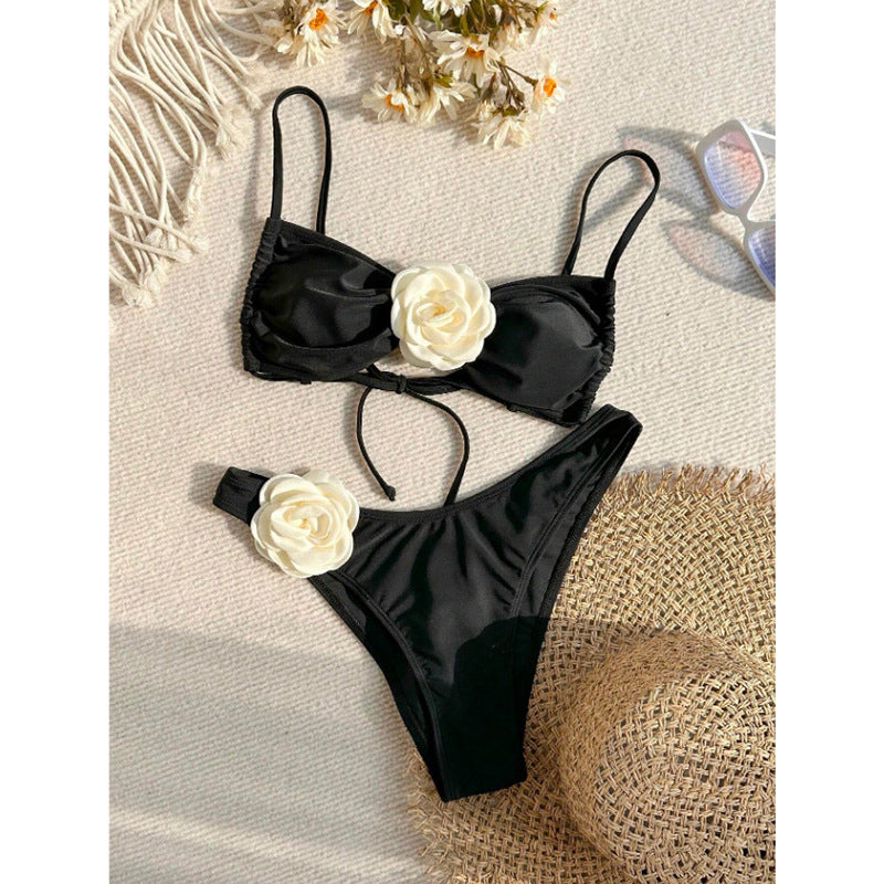 Dame Elegant Bikini med floral dekoration Skovae